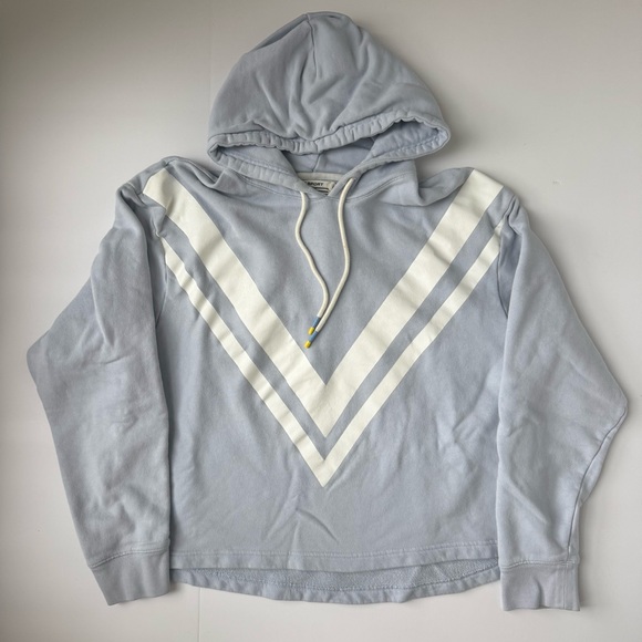 Tory Sport French Terry Chevron Hoodie Light Sky Blue Cotton Small - Picture 2 of 5